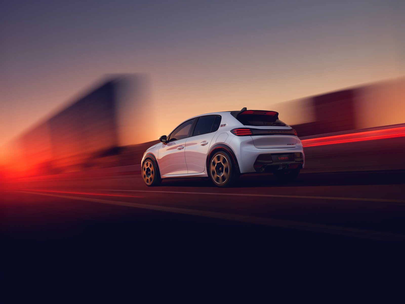 A traseira do E-208 GTi, assente sobre vias traseiras alargadas em 28 mm.